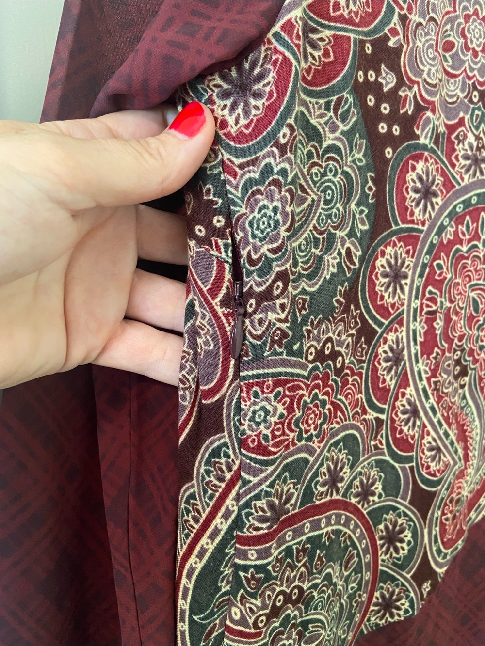 Soft Surroundings LIKE NEW maxi long sleeve mixed media multi print artsy dress - Picture 10 of 11
